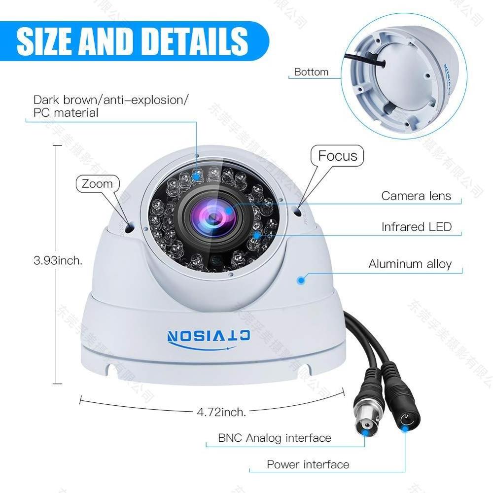 4 in 1 CCTV Dome Camera AHD TVI CVI CVBS 2MP 1080P 2.8-12mm Varifocus Zoom Indoor Outdoor Metal Vandal proof  Security Camera