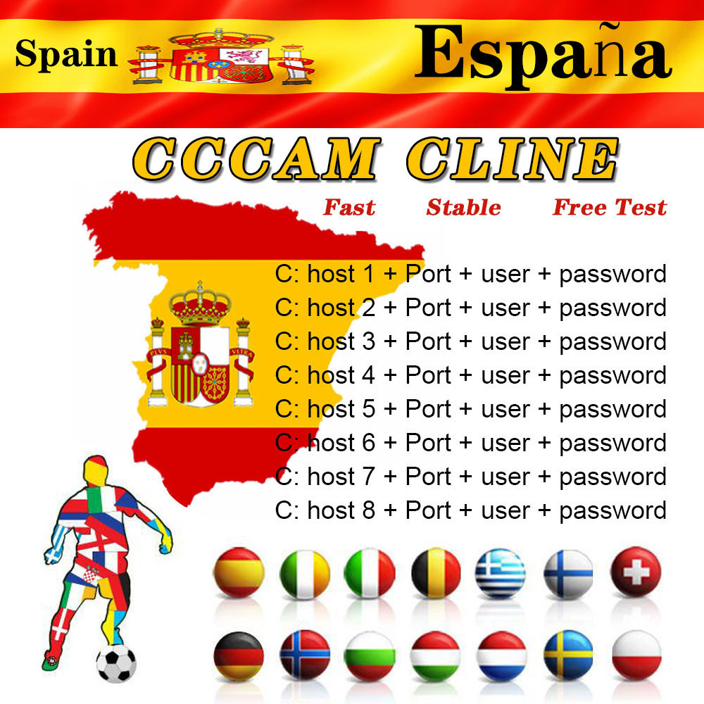 8 Line Europe Oscam Cccam Cline Stable Fast Poland Slovakia Czech TVP 4K Canal+ Cable For DVB-S2 Satellite TV Receiver Free Test