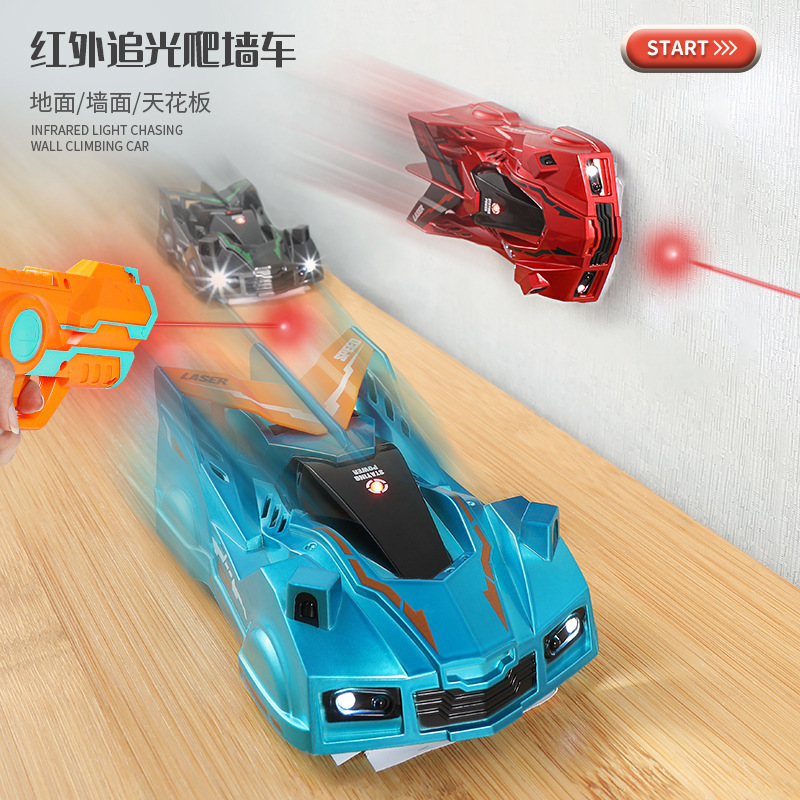 2023 new tiktok infrared light chasing wall climbing car ground dual mode gun handle remote control Car toys