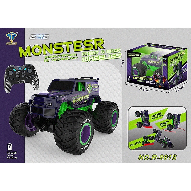 2.4G Standing Stunt Rc Car 1/10 Scale Big Flip Stunt Drift 360 Rotating Monster Truck Remote Control Car Toy