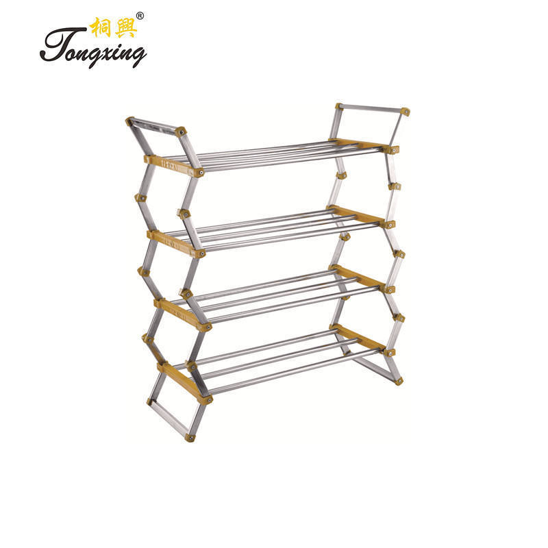 YULN Stainless steel pull out Storage rack free installation folding shoe rack