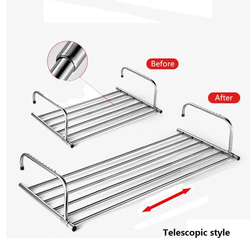 YULN Adjustable Stainless Steel Retractable Clothes Dry Rack Balcony Window Folding Clothes Drying Laundry Rack