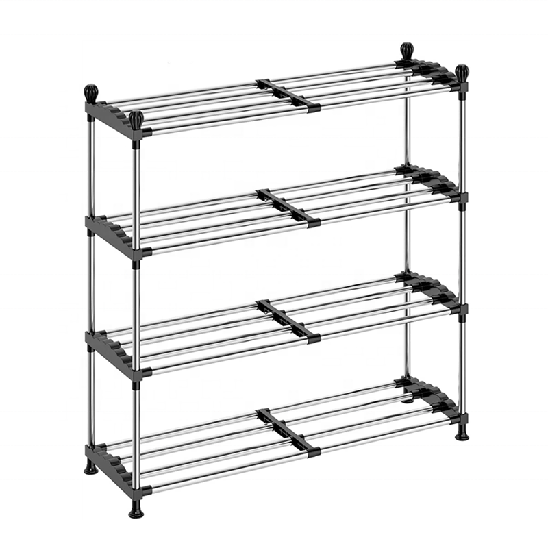 YULN Telescopic shoe rack plastic 4-layer expandable free standing metal iron shoe rack storage cabinet