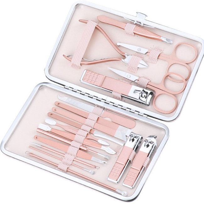 Manicure Set Professional Nail Clippers Kit Pedicure Care Tools Stainless Steel Women Grooming Kit 18Pcs for Travel or Home