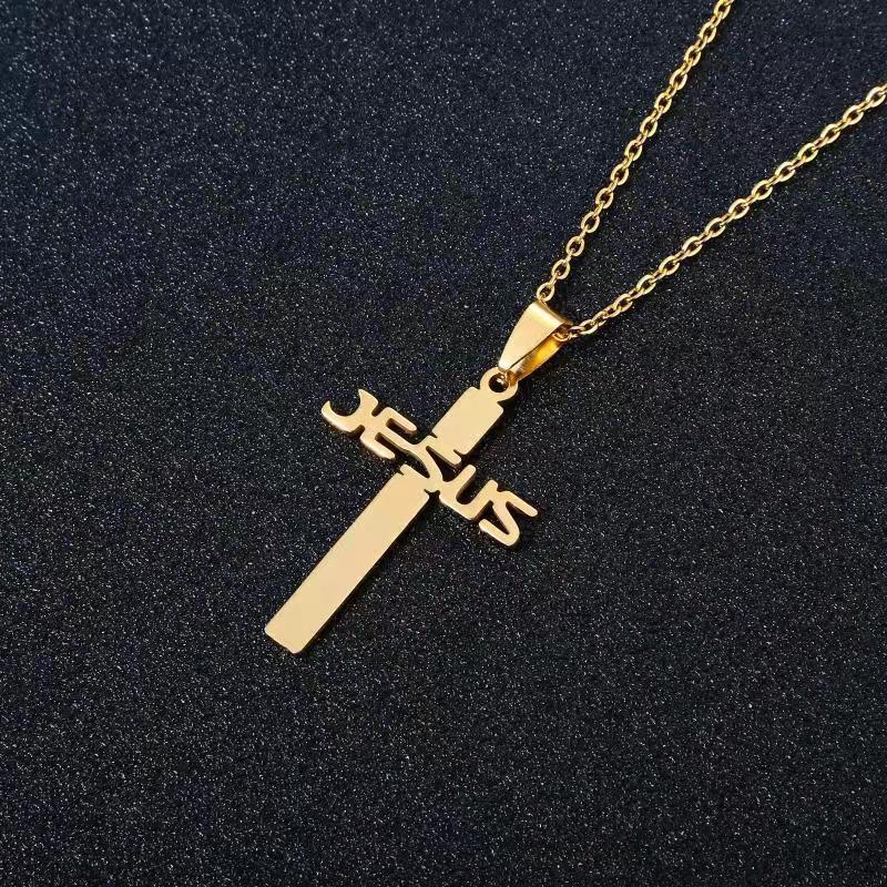 New Scapular Christian Catholic Religious Silver Gold Plated Stainless Steel Chain Jesus Cross Pendant Necklace For Women Men