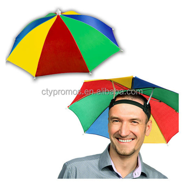 Custom print head umbrella promotional small umbrella cap umbrella hat wholesale