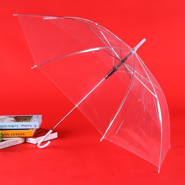 PVC Clear Wedding Umbrellas Auto Open Windproof Clear Kids Umbrella Transparent Large Clear Stick Bubble Umbrella