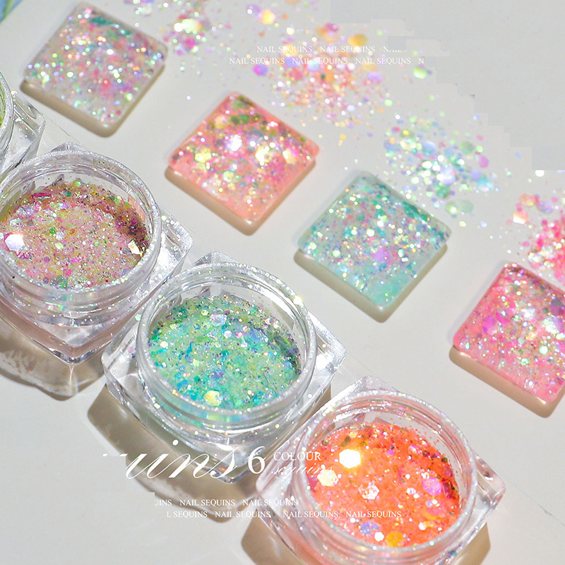 Holographic Nail Glitter Sequins Powder Flakes Shiny Charms Nail Art Pigment Dust Decoration Manicure