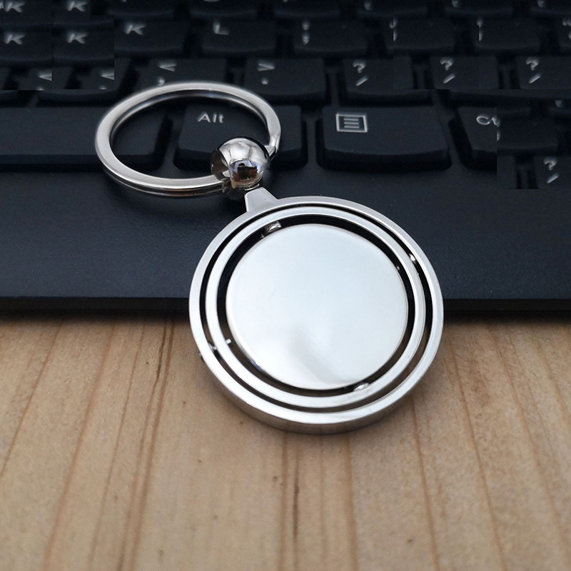 Custom Engraved Resin Car Keychain Oval Square Spinning Round Chrome Plated Metal Keychain Keyring With Logoo