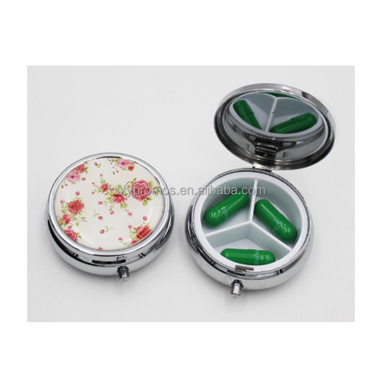 Round Sublimation Decorative Metal Pill Box