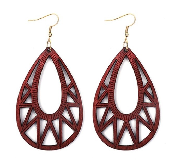 Fashion French hook wires Vintage wooden Earrings collection