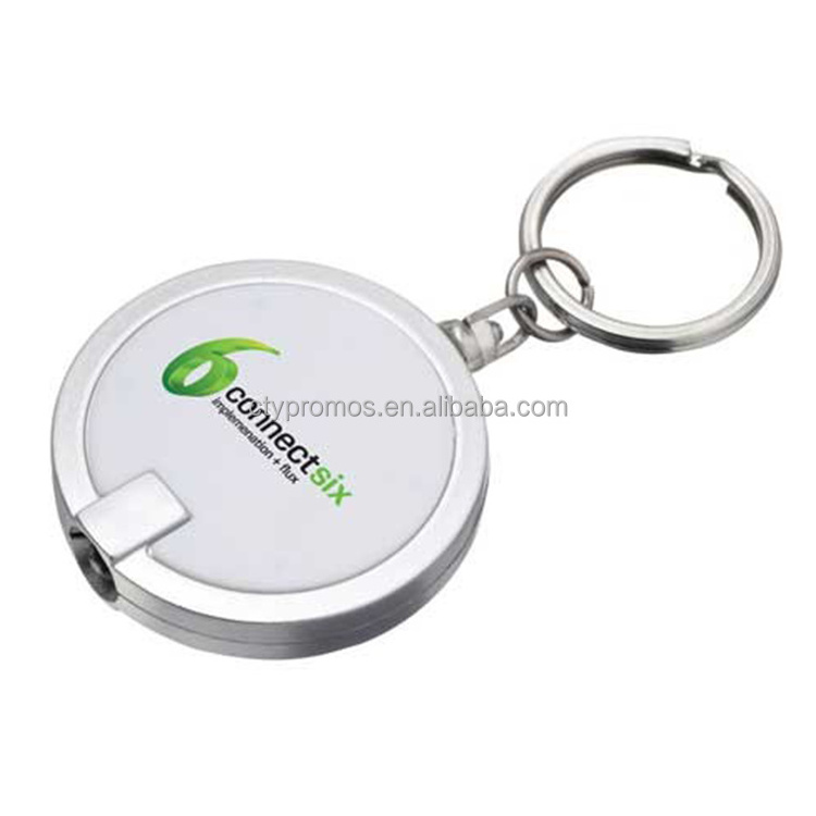 Promotional LED Keychain Flashlight Round Mini Keychain Flashlight Portable Keyring Flashlight Light Keychain with logo