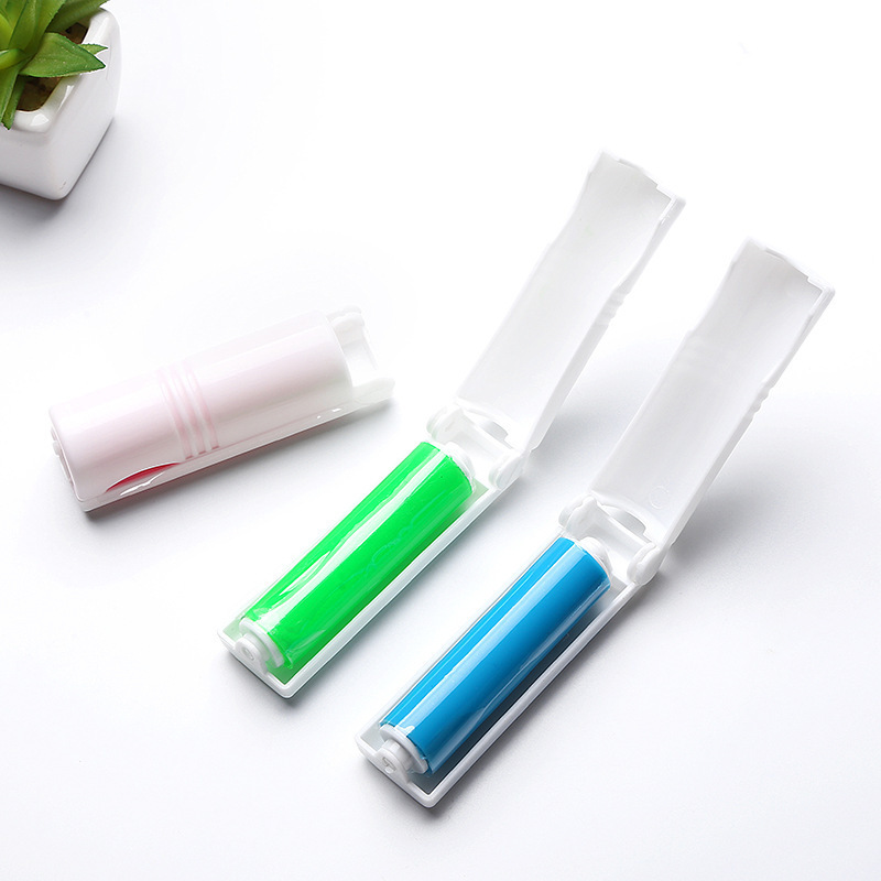 Reusable pet hair lint roller mini travel folding portable sticky washable lint remover brush roller