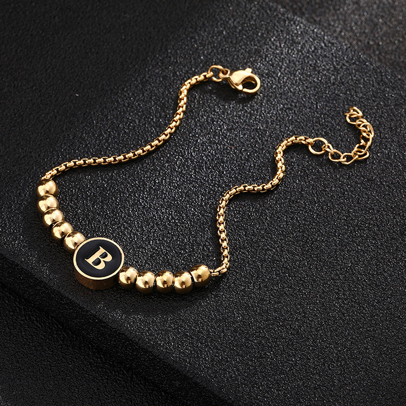 New Fashion Gold Plated Non Tarnish Stainless Steel A-Z 26 Letters Alphabet Chain Bracelet Initial Letters Bracelets For Women