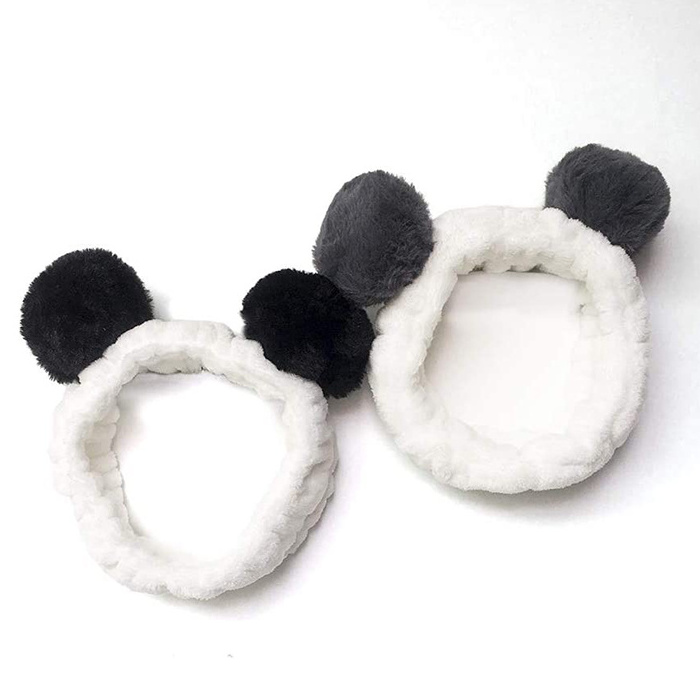 Fancy Face Wash Panda Animal Ears Hair Band Panda Elastic Headbands for Girls Makeup Face Washing Headband