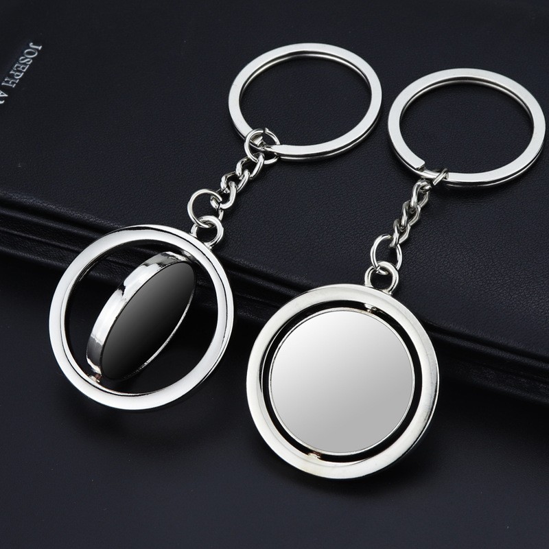 Custom Engraved Resin Car Keychain Oval Square Spinning Round Chrome Plated Metal Keychain Keyring With Logoo