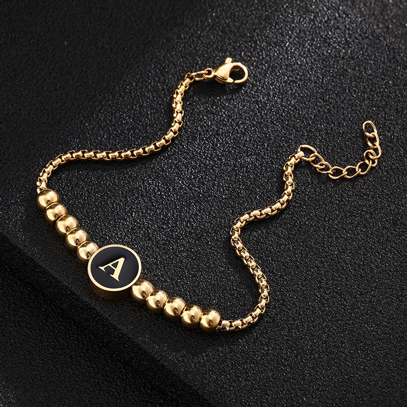 New Fashion Gold Plated Non Tarnish Stainless Steel A-Z 26 Letters Alphabet Chain Bracelet Initial Letters Bracelets For Women