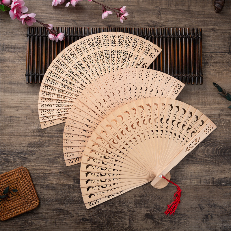 Custom Print Engrave Bamboo Handheld Fans Vintage Birthday gift Foldable Wooden Hand Fan for Wedding Party Decoration