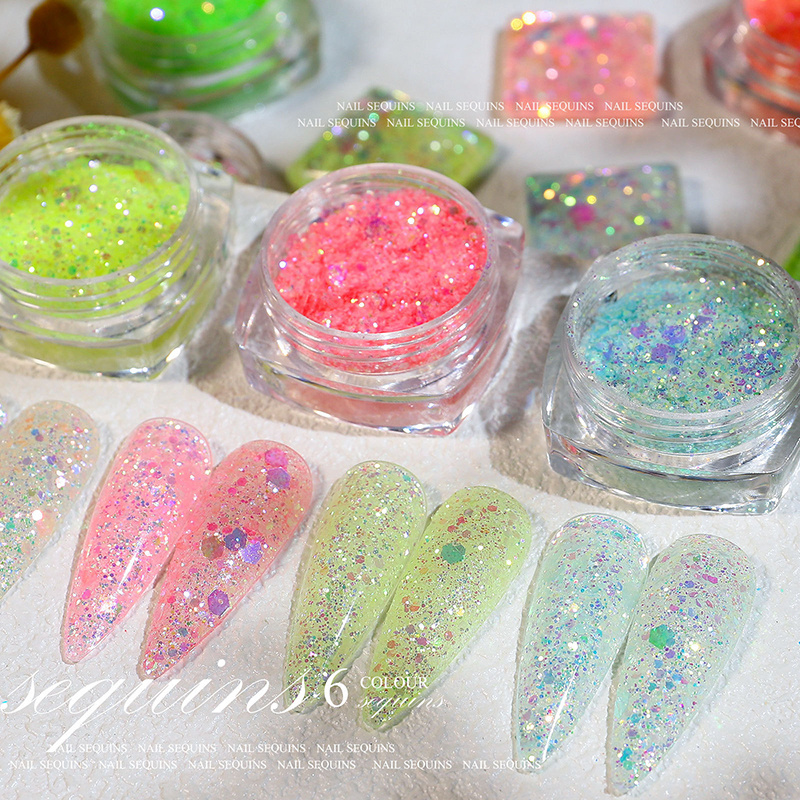 Holographic Nail Glitter Sequins Powder Flakes Shiny Charms Nail Art Pigment Dust Decoration Manicure