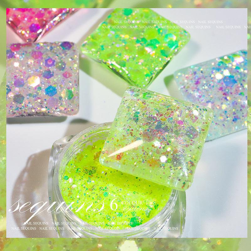 Holographic Nail Glitter Sequins Powder Flakes Shiny Charms Nail Art Pigment Dust Decoration Manicure