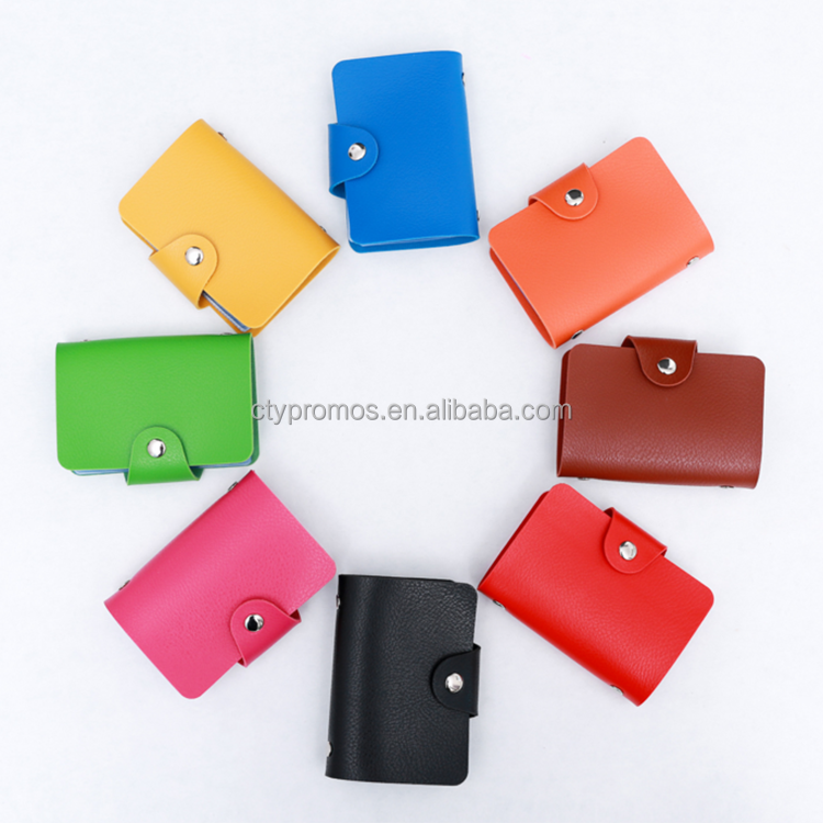 Fashion Custom PU Leather Card Organizer Wallet Case 24 Slots Business Credit Card Holder