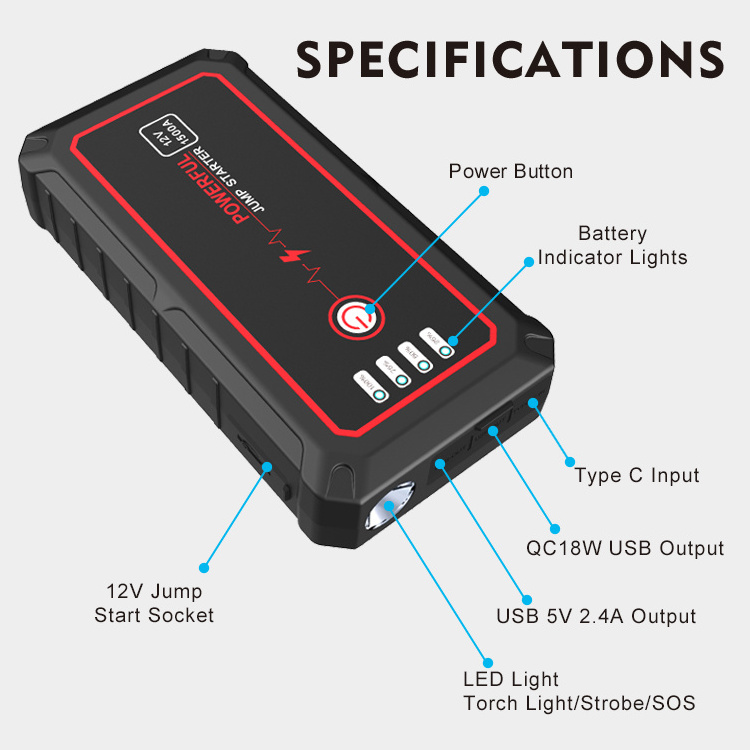 Battery Charger 10-Amp 12V and 24V Smart Car Battery Charger Smart Portable Jump Starter with Alpha Bag EVA Protection Case