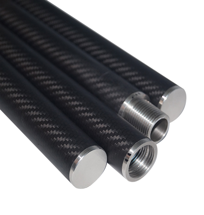 Light Carbon fiber Telescopic Pole Custom 3K Wrapped Carbon Fiber Tubes Connecting with Metal Screw locking