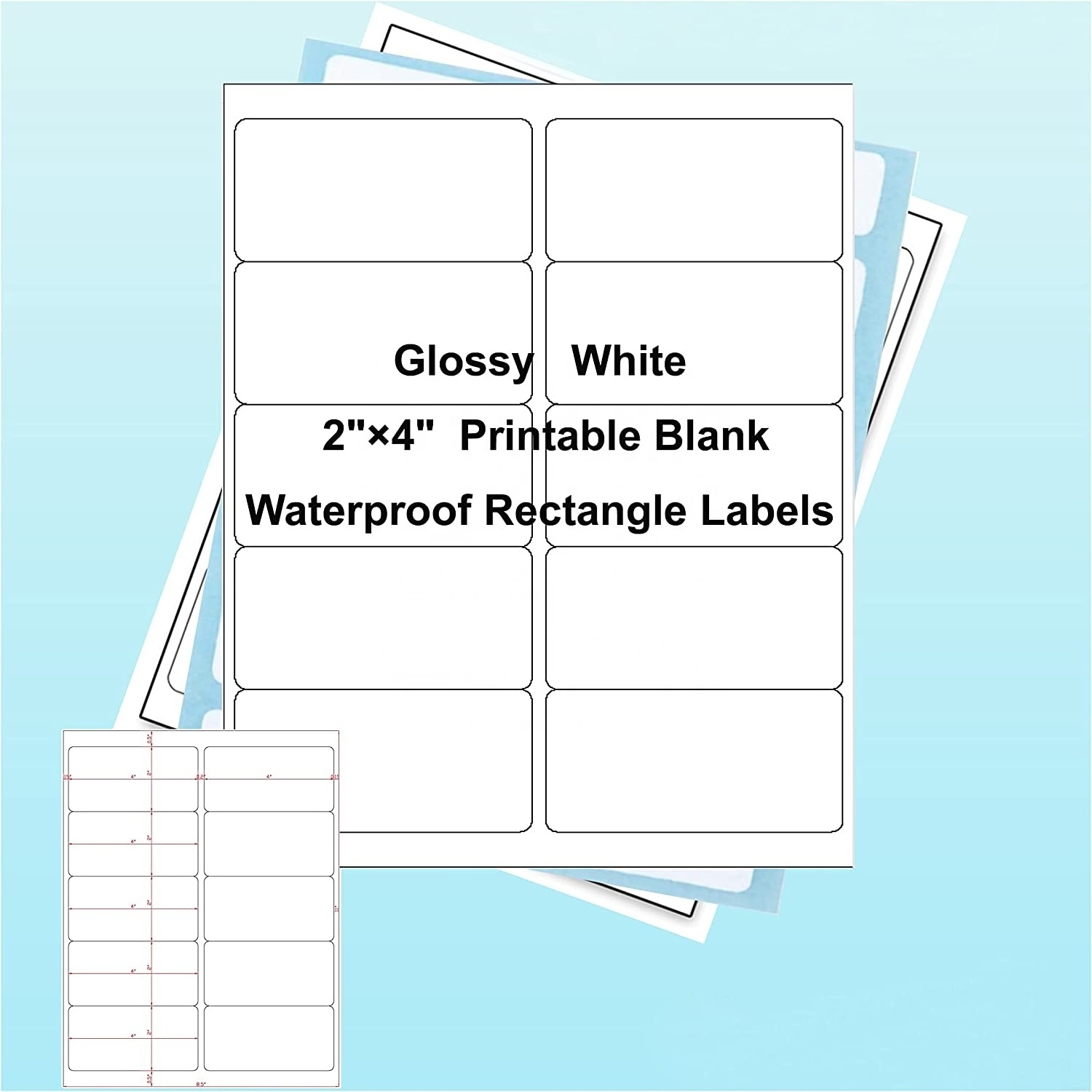 Precut  holographic printable waterproof cardstock labels full sheet US letter size post card paper inkjet laser printer