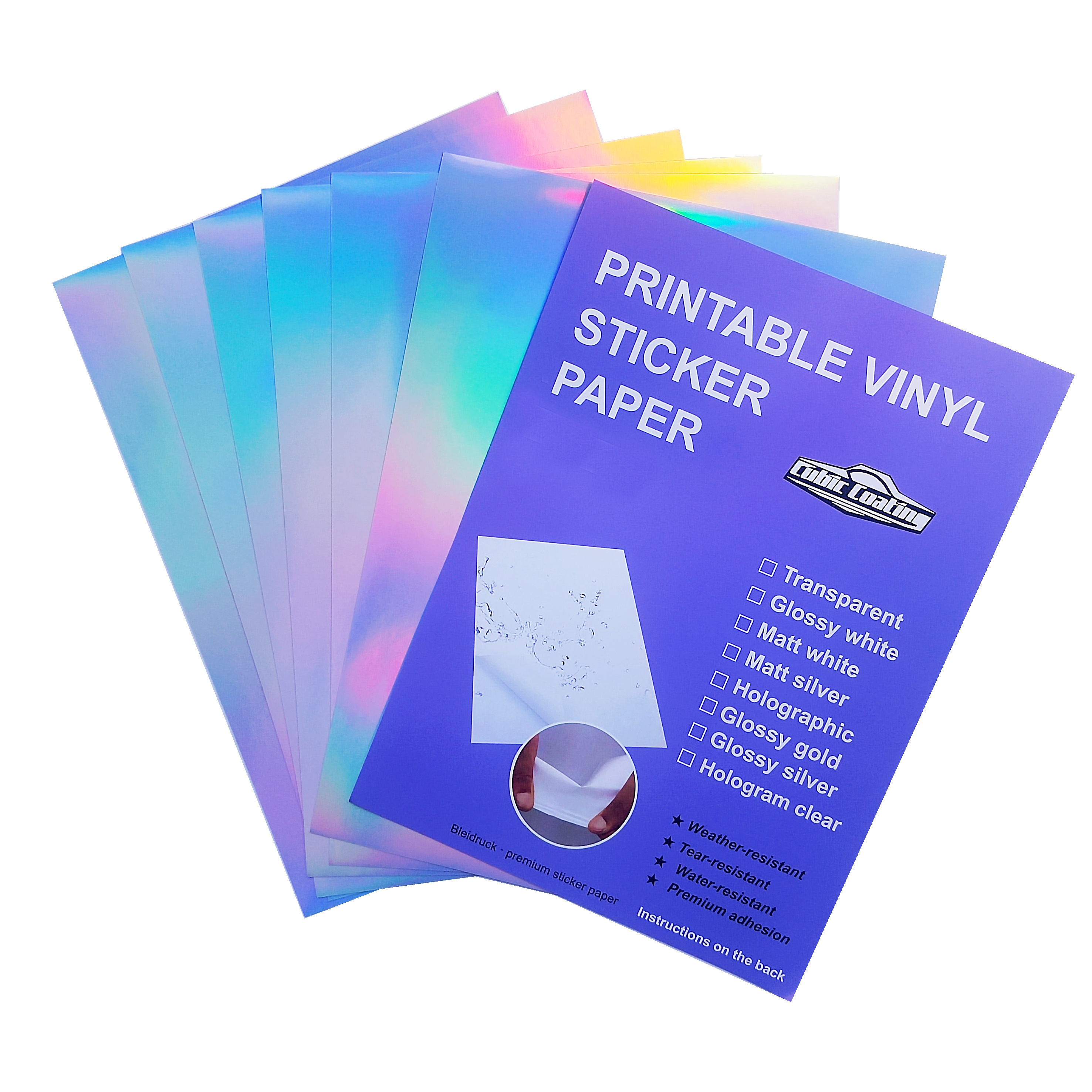 A-SUB Premium Printable Vinyl Sticker Paper For Inkjet Printers, 50 Sheets Matte White Waterproof Sticker Paper 8.5x11 Inch For Making Your Own