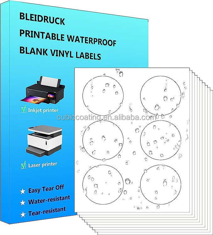 Custom Size Pre-printed Vinyl Sticker Paper Glossy Matte Die Cut Label Sheet PP PET Adhesive Vinyl Cardstock Label Sheet