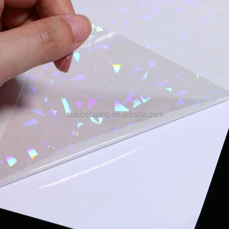 Protective Glitter Laminado en Frio A4 Cold Roll Overlay Film Self-adhesive Holographic Cold Laminate Sheet For Book