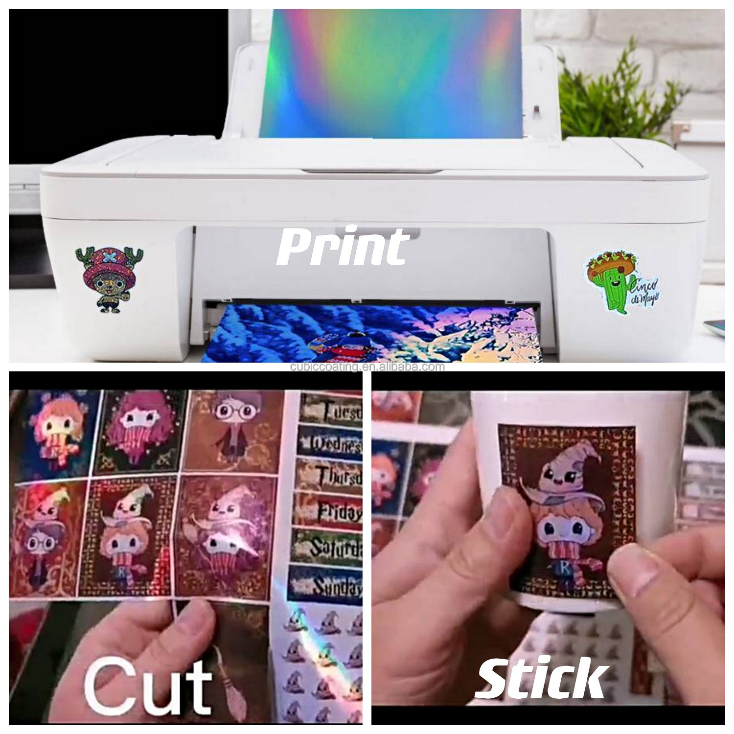 Bleidruck PET Holographic Sticker Paper Waterproof Sticker Paper Printable Vinyl Sticker Paper for Inkjet Printer