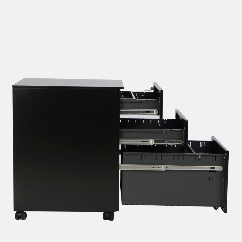 Only US$ 139 Black Color 3 Drawers Movable Filing Metal Cabinet With Lock