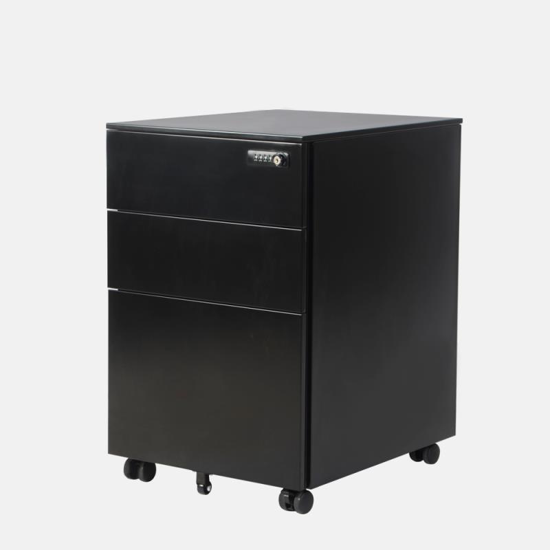 Only US$ 139 Black Color 3 Drawers Movable Filing Metal Cabinet With Lock