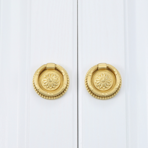 CUCA HOME Brass East-West style daisy ring handle  door knobs furniture hardware brass handle cabinet handles