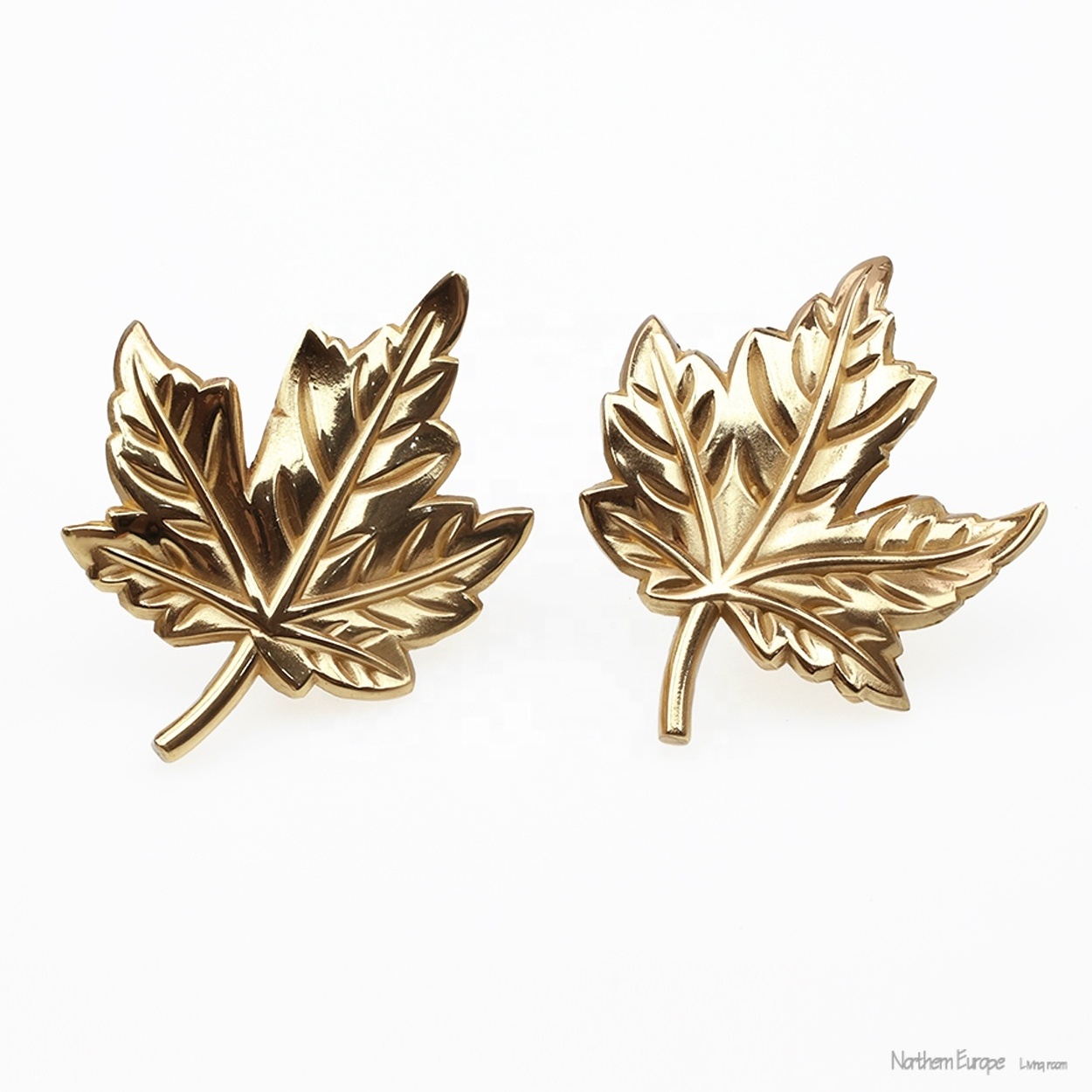 CUCA Unique  Cabinet Handles Brass Cupboard Pulls Modern Maple Leaves Style Handles and Knobs For Home Decor