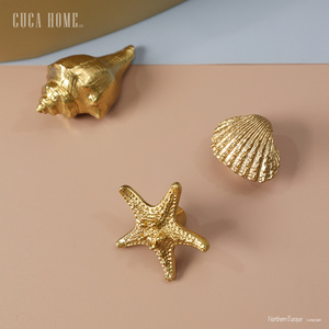 CUCA HOME  Brass Ocean Series Starfish sea snails scallops door knobs furniture hardware brass handle cabinet handles