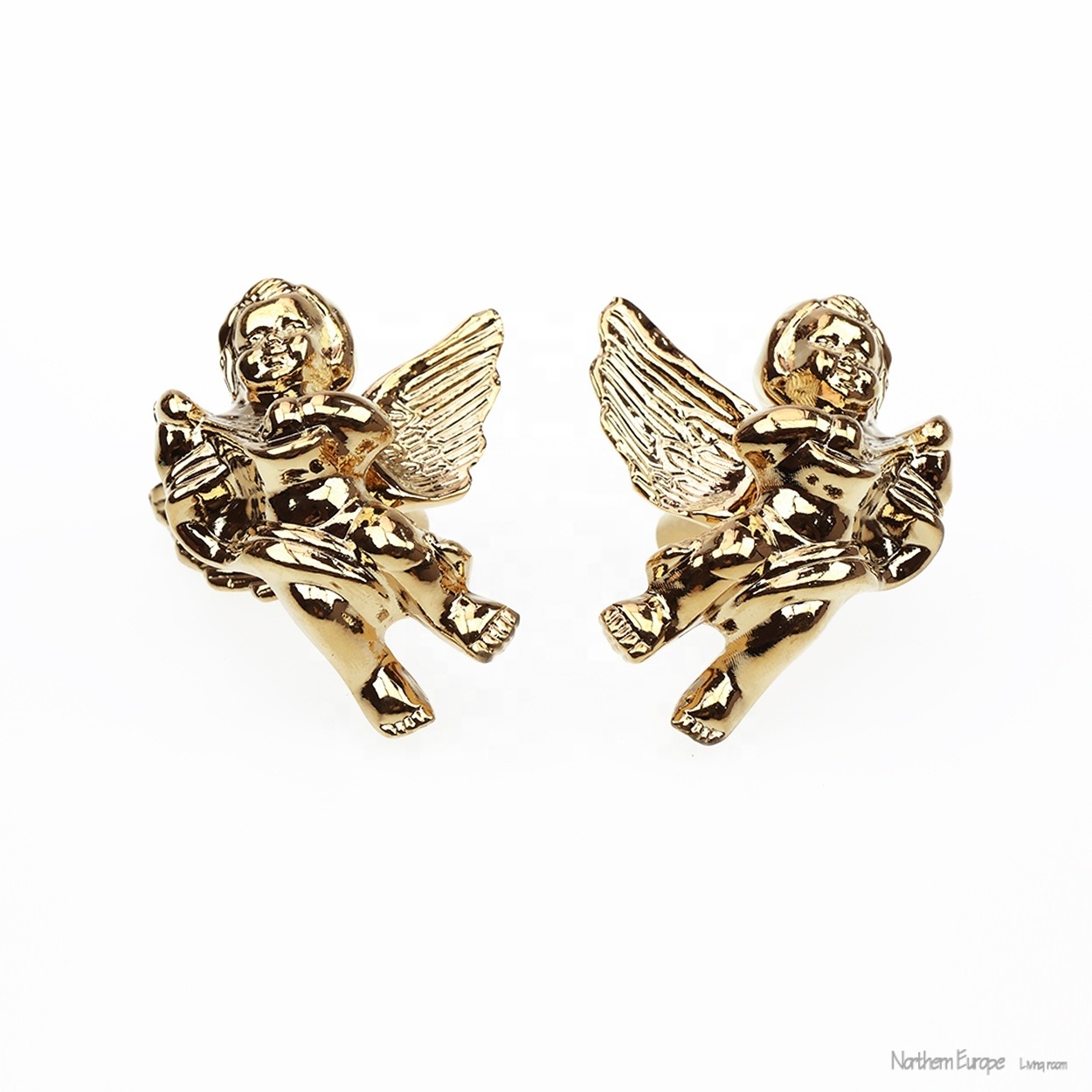 CUCA Brass Golden Cherubs Baby Angel Eros Cabinet Pulls Door Handle Unique Cabinet Knobs