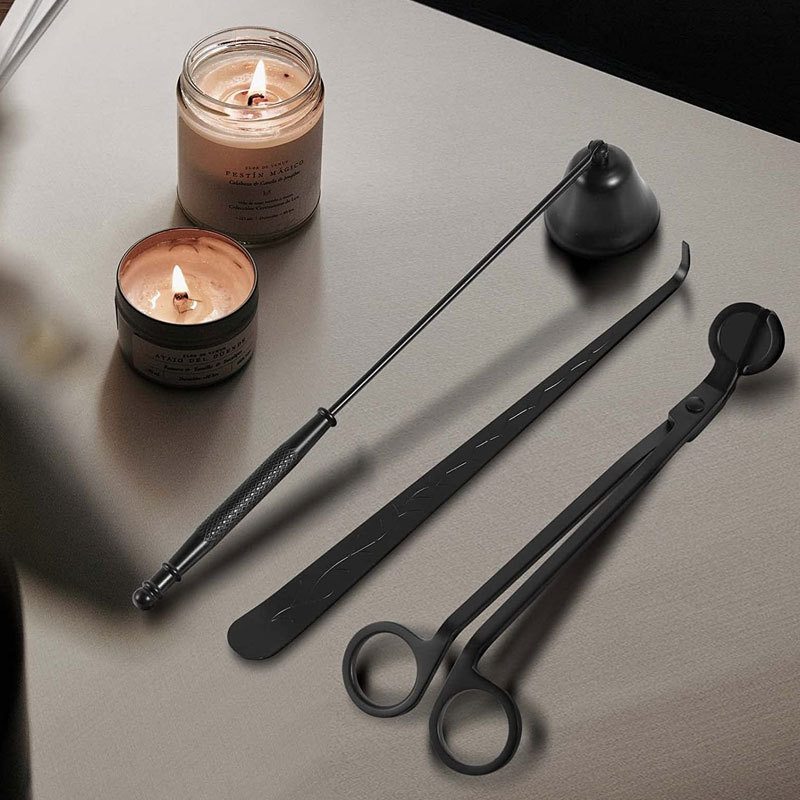 Wholesale Wick Trimmers Brass Snuffer Set Matte Black Cutter Custom Logo Candle Scissors Wick Trimmer Set With Gift Package