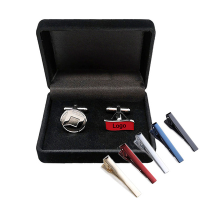 Cufflink Box Gift Set Personalised Sublimation Men Custom Logo Stainless Steel Enamel Tie Clip And Cufflink For Men Luxury