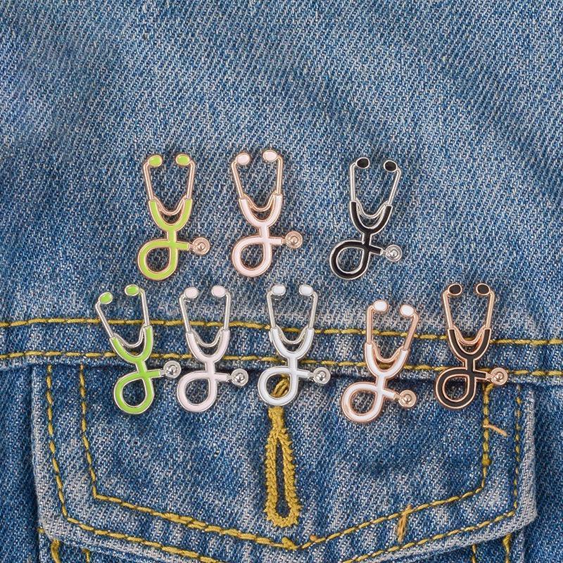 Wholesale Metal Zinc Alloy Medical Jewelry Stethoscope Enamel Brooch Hard Enamel Pin Custom Hat Enamel Pin For Doctors