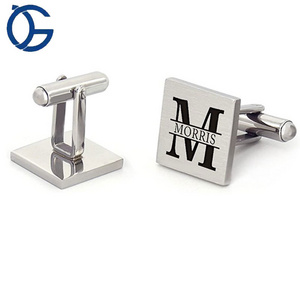 Blank Simple Metal Customized Engraved Silver Cufflinks Logo Stainless Steel Bar Tie Money Clip Cufflinks For Men