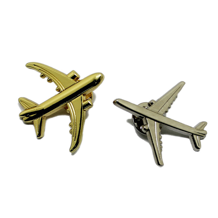 Customized Quality 3D Logo Plane Model Crafts Aircraft Flight Metal Hard Enamel Lapel Pin