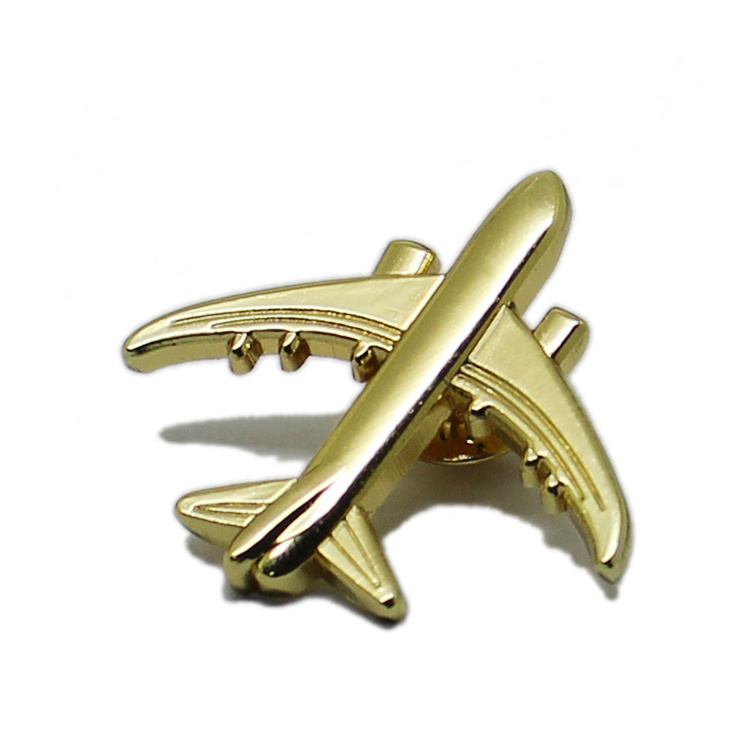 Customized Quality 3D Logo Plane Model Crafts Aircraft Flight Metal Hard Enamel Lapel Pin