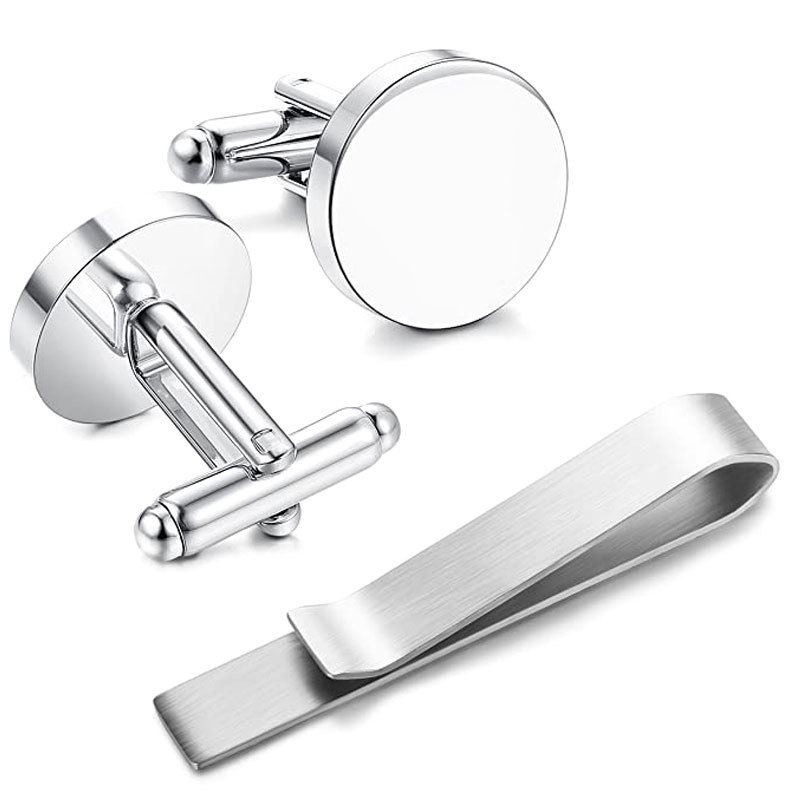 Wholesale Bulk Custom Personalized Logo Blank Stainless Steel Men Shirts Luxury Enamel Gold Silver Cuff Links & Tie Clips