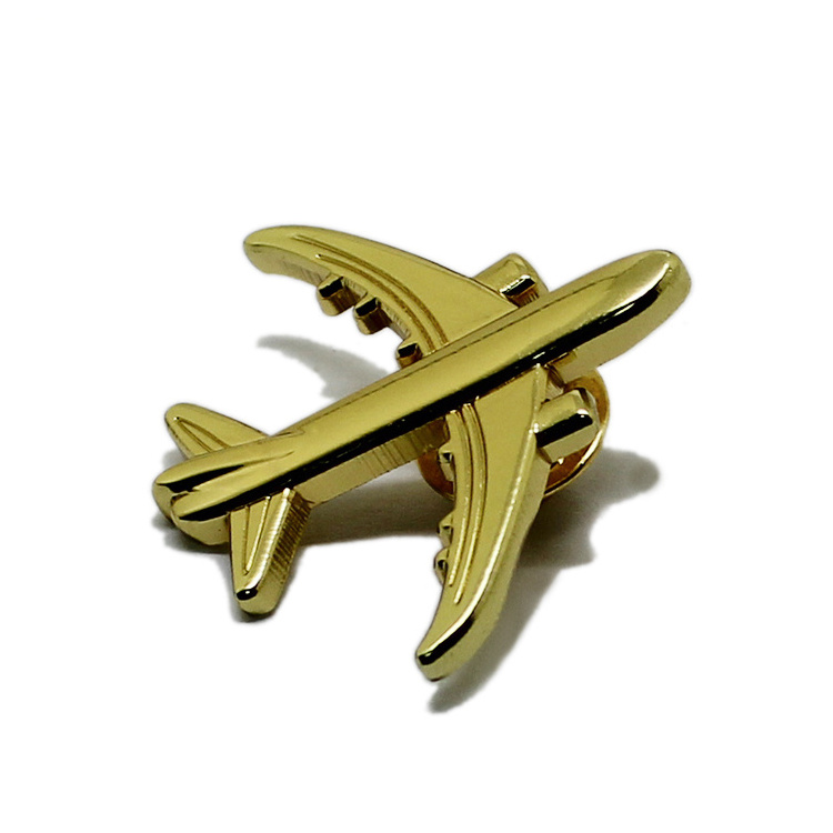 Customized Quality 3D Logo Plane Model Crafts Aircraft Flight Metal Hard Enamel Lapel Pin