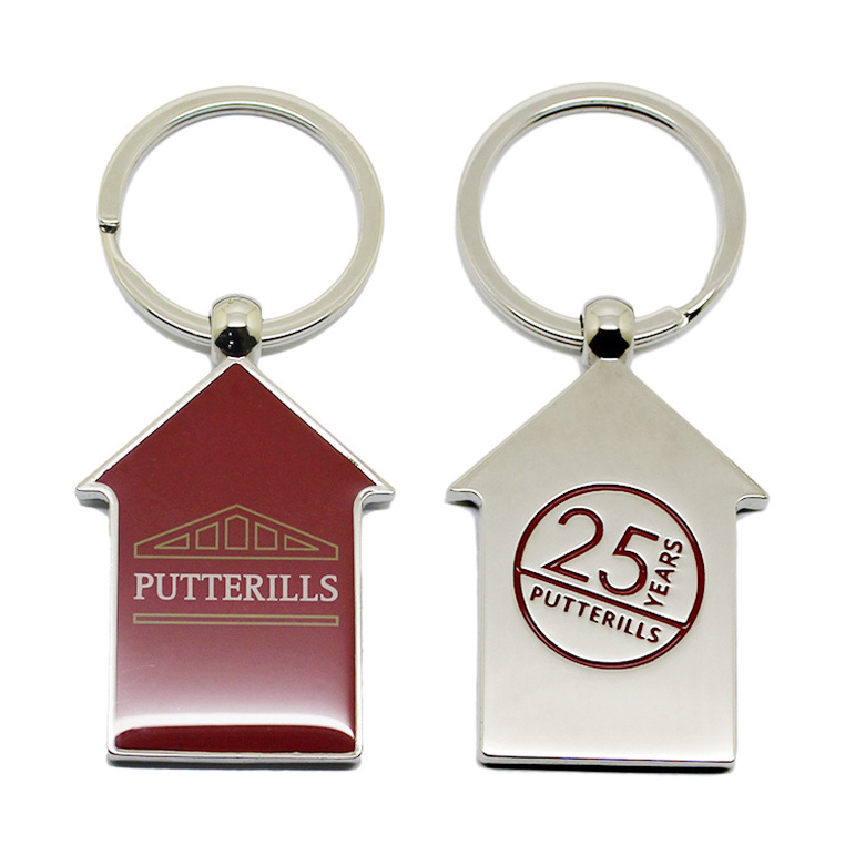 Promotional Keyring Key Ring Metal Hard Soft Enamel Keychain Custom Logo House Embossed Metal Keychain