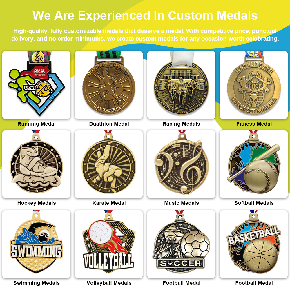 Medal Awards Custom Rosa Gold Silver Blank Plain Zinc Alloy Metal Medalla Sport Soccer Kung Fu Karate Taekwondo Medal