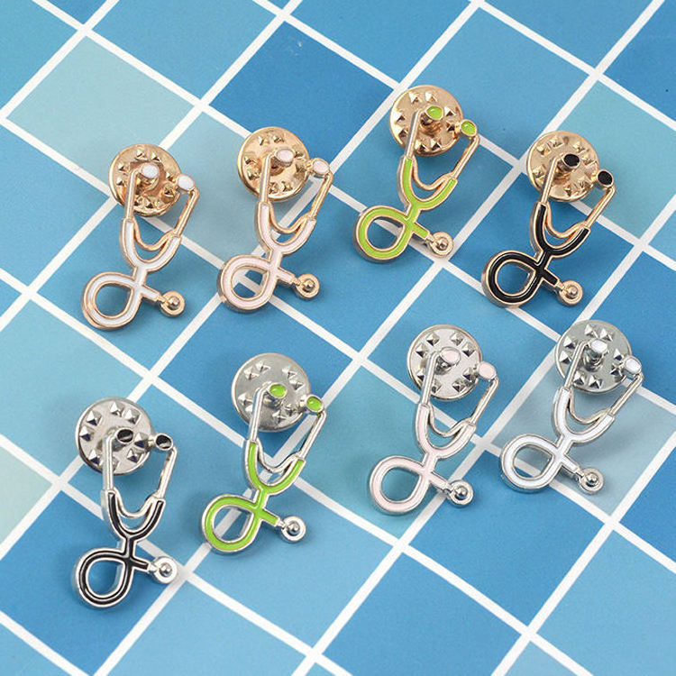 Wholesale Metal Zinc Alloy Medical Jewelry Stethoscope Enamel Brooch Hard Enamel Pin Custom Hat Enamel Pin For Doctors