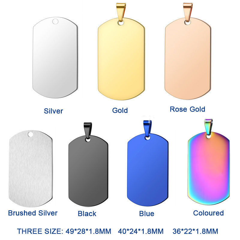 Dog Tag Wholesale Blanks Laser Engraving Anodized Aluminum Qr Code Metal Necklace Custom Name Stainless Steel Dog Tags